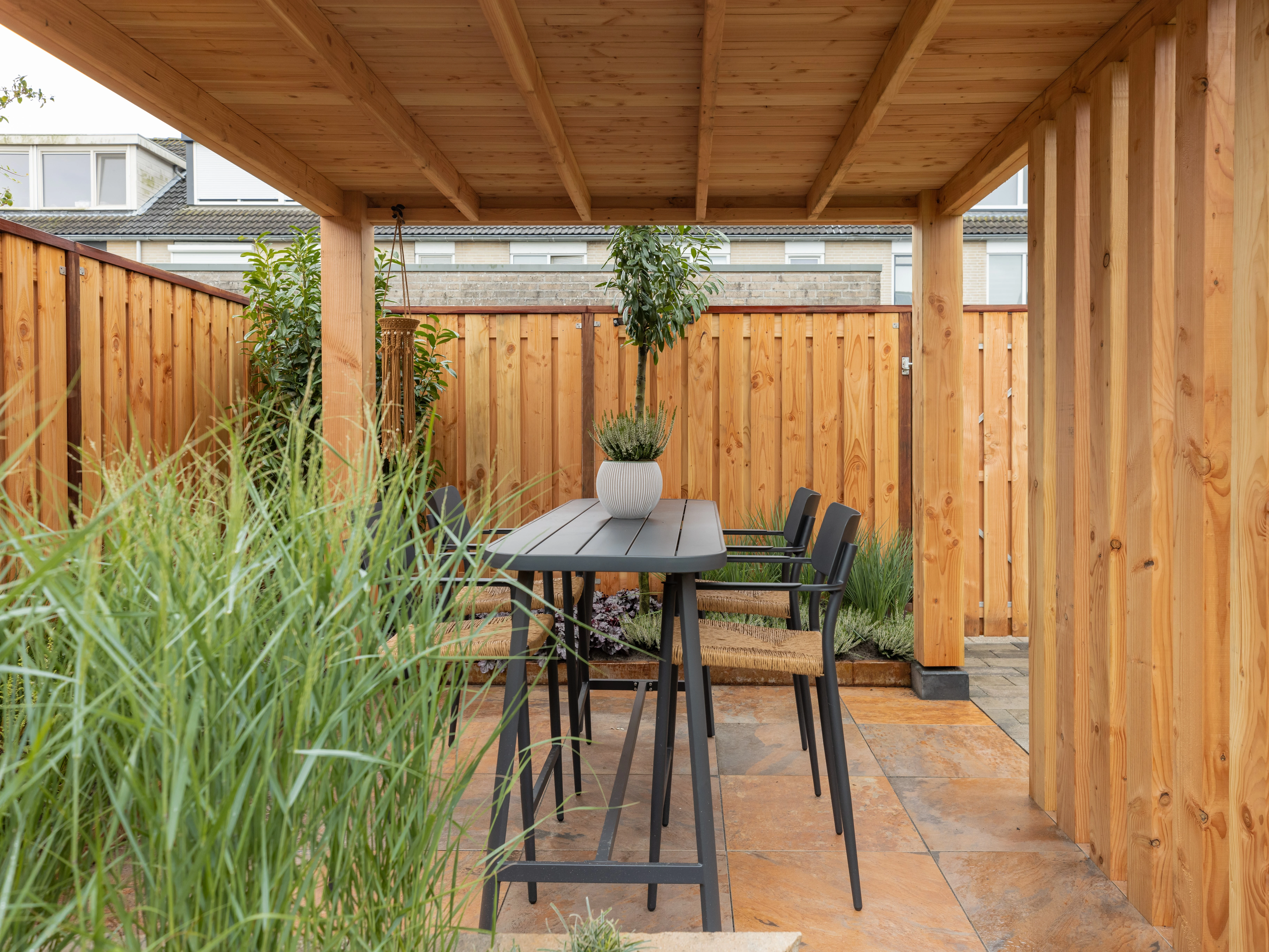 Douglas overkapping, 400 x 400, met achterwand en zijwand, Westwood Modern - Afbeelding 4